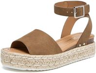 Athlefit Women's Platform Brown Sandals Espadrille Wedge Ankle Strap Comfortable Dressy Summer Shoes Brown Size 8.5