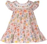 Bonnie Jean Girl's Easter Dress - Spring Floral Smocked Dress for Baby Toddler and Little Girls, Light Pink Floral, 4 Years