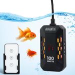 Aquatic Eden - Small Submersible Aquarium Heater 100 watt - Fish Tank Heater with Digital LED Display & Remote for Temperature Adjustment - Heater for Aquariums up to 30 Gallon.