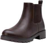 Vepose Women's 9607 Chelsea Ankle Boots Pull-On Booties, Brown, Size 8M US (CJY9607 Brown 08)