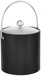 Kraftware Bartenders Choice Fun Colors Collection Ice Bucket 3-Quart, Black, Double Wall Construction, Keep Ice Perfectly Chilled, Hotel Ice Bucket, Guest Room Bar Area Ice Bucket, Bale Handle