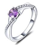 YL 925 Sterling Silver Engagement Ring 5MM Created Amethyst Infinity Ring for Women-size7