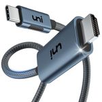 uni USB C to HDMI 2.1 Cable [8K@60Hz,4K@144Hz] Aluminum Type-C to HDMI Braided Cable [Thunderbolt 4/3 Compatible] Support 48Gbps/HDCP2.3/HDR for iPhone 15 Series, MacBook Pro/Air, iPad Pro, S23-1.8M