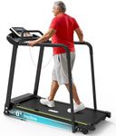 Redliro Walking Treadmill for Seniors with Long Handrails - 0.3 MPH Slow Start, 300 lb Capacity Recovery Foldable Treadmill for Home, 0–2% Incline Fully Flat, Auto Lubrication