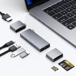 USB C Hub for MacBook, USB-C Hub 7-in-2, for Thunderbolt 4 USB C Port, 4K 60Hz HDMI, 2 USB C, 2 USB A Data Ports microSD SD Card Reader for MacBook Pro 13 Inch, MacBook Air M1 M2 M3 iPad Dell Lenovo