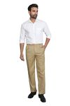 Particle Double Pleated Formal Trousers Pants Regular Fit Cream for Men, Waist Size 32 12TROUCREM32