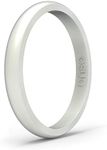 Enso Rings Halo Elements Silicone Ring – Stackable Wedding Engagement Band – Thin Minimalist Band – 2.54mm Wide, 1.5mm Thick – Pearl-Colored, Size 6