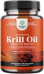 Antarctic Krill Oil 500mg Softgels - Omega 3 Krill Oil Supplement with EPA DHA & Astaxanthin for Brain Joint & Heart - 3rd Party Lab Tested No Gluten GMOs or Fishy Aftertaste (Up to 8 Month Supply)