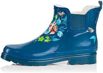 NORTY - Womens Ankle High Floral Rain Boot, Teal Blue 40679-11B(M) US