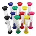 TeacherFav Sand Timer for Kids Set of 12 Small Colorful (Multi) Hour Glass Acrylic Covered Clock - 2 Pcs Each for 30Sec 1Min 2Min 3Min 5Min 10Min for Classroom, Home & Kids Room