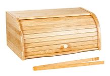 Bamboo Bread Box/Bread Bin with Free Bamboo Tong, Keep Bread and Bake Food Fresh, Ideal for Kitchen Countertop Food Storage