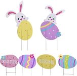 Light Autumn Set of 6 Easter Bunny Yard Stakes - Easter Garden Decorations with Easter Eggs and Carrot - Easter Hunt Signs Decor for Front Door, Garden, Patio, Lawn, Outdoor Backyard Decorations