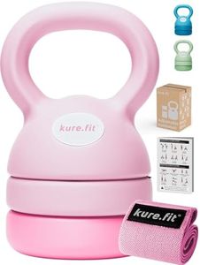 kure.fit Adjustable Kettlebell | 2.3 kg– 5.4 kg | Home Gym Kettlebell & Fabric Resistance Band Set | For Strength, Cardio, Full-Body Training | Ideal for Women & Beginners | Pink