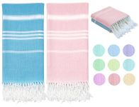 Haleey 2 Pack Turkish Cotton Beach Towel Lightweight Absorbent Quick Dry Bathroom Bath Pool Swim Towels Extra Large Oversized Sand Free Towel Beach Accessories Essentials Cloud Gift for Adults