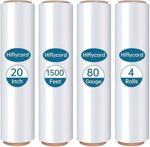 Stretch Wrap Film 20 Inch x 1500FT, 80 Gauge Industrial Strength Pallet Wrap - Shrink Wrap Heavy Duty Moving & Plastic Wrap for Shipping Film (4 Rolls Clear)