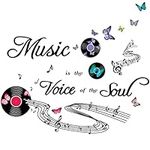 SUPERDANT Music Wall Stickers Music is the Voice of the Soul Records Musical Score Wall Decal Sticker Quotes Sayings Music Symbols Words Butterfly Arts for Nursery Music Classroom Studio