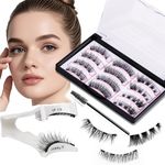 Magnetic Eyelashes with Applicator Best Magnetic Lashes Kit Natural Look 3D Magic Magnetic Eyelashes Reusable Magnetic Eyelashes without Eyeliner No Glue Needed False Eyelashes Magnetic for Party