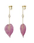 Karatcart Metal Gold Pink Synthetic Leaf Drop Earrings for Women