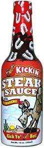 Kickin' Spicy Steak Sauce with Habanero 10 oz. Premium Gourmet Steak Sauce with Hot Pepper Perfect for Hot Sauce Fans Try if You Dare!