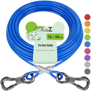 XiaZ Dog Tie Out Cable, Runner for Yard Steel Wire With Durable Lockable Clips, 10ft Chain for Outside Lead - Medium Dogs Up to 60 LBS