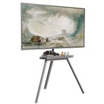 PUTORSEN Easel TV Stand for 43 to 65 inch LED LCD OLED Screens Hold up to 88lbs, Height Adjustable Tripod TV Floor Stand with Shelf/Snap Lock/Anti-Tip Strap, Max VESA 400x400mm, Space Grey