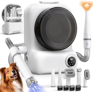 BonJela Pet Grooming Vacuum and Dryer for Dogs with 3L Large Canister, Dog Grooming Vacuum Able to Store All Attachments, Powerful 15000Pa Suction Dog Vacuum for Shedding Grooming, White