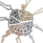 LUX ACCESSORIES BFF Best Friends Forever Pizza Pie Slice Necklace Set (8PC), Metal