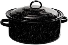 Millvado Granite 5 Qt Stockpot, Nonstick Soup Pot With Lid, Speckled Enamel Ware Cookware, Large Stock Pot For Boiling and Cooking, Big Granite Cooking Pot for Stovetop, Campfire, Outdoor Stove
