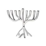 Yair Emanuel Modern Tree of Life Hanukkah Menorah - Contemporary Aluminum Design - Three Fits Standard Hanukkah Candles (7 Inch)