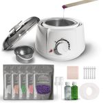 Waxing Kit, Wax Pot for Hair Removal, Wax Heater Kit for Waxing Professional, 5 Packs Wax Beads and 20 Applicator Sticks, Painless Waxing Machine for Full Body Waxing(White)