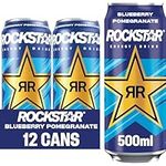 Rockstar XDurance Energy Drink, Blueberry Pomegranate and Acai, Non-Alcoholic, 200 mg Caffeine, Caffeinated Drink with Taurine, Guarana, Ginseng, and Vitamins, 12 x 500 ml cans