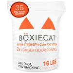 Boxie® Extra Strength 35 Day Odor Control Clumping Clay Cat & Kitty Litter 16lb, 99.9% Dust-Free, Probiotic Formula, Long-Lasting, Veterinarian Approved, Easy Scooping for Multi-Cat Homes