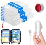 Vacbird Vacuum Storage Bags For Clothes with USB Electric Pump, 9-Pack Vacuum Bags, Clear Seal Bags, Waterproof Luggage Organiser Travel Reusable Ziplock Bags for Clothes, Shoes