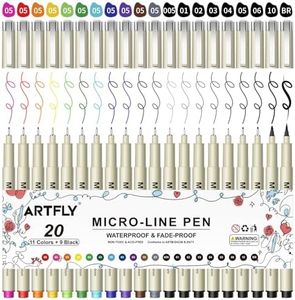 ARTFLY Micro Bolígrafos de punta fina, paquete de 20 con 11 colores de 0,45 mm y 9 negros de 0,2-1 mm de línea fina, tinta de archivo resistente al agua, bolígrafo de punta microfina