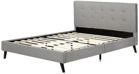 South Shore Fusion Padded Upholstered Platform Bed and Headboard-Full-Medium Gray