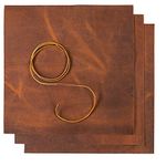 Leather Sheets for Leather Crafts - Full Grain Buffalo Leather Squares - Great for Jewelry, Leather Wallets, Leatherworking Arts and Crafts – Includes 3 Sheets (12x12")+ Leather Cord (36")