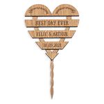 Personalised Wedding | Anniversary wooden cake topper - Personalise with surname and date - Mr and Mrs Cake decoration – rustic heart wood toppers