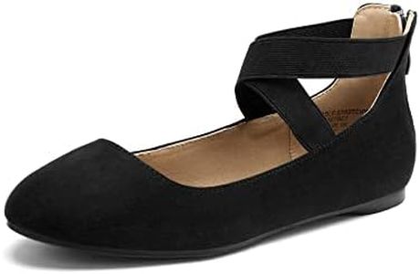 DREAM PAIRS Women's Sole_Stretchy Black Fashion Elastic Ankle Straps Flats Shoes Size 10 M US