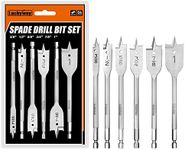 Luckyway 6-Piece 3/8 Inch to 1 Inch Spade Drill Bits Set for Wood, Plastic, Aluminum Hole Cutting