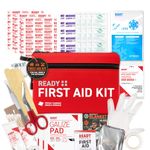 Ready First Aid 107 Piece First Aid Kit - Camping, First Aid Kit, Camping Essentials, Hiking, Home Essentials, Car Emergency Kit, Hiking Gear, First Aid Kit Travel, Car Essentials, Survival Stuff
