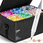 Ohuhu Alcohol Based Brush Markers: Double Tipped Art Marker Set for Artists Adults Coloring Drawing Sketch Illustration - Brush Fine Dual Tip - 216 Colors - 1 Blender - 1 Marker Case - Honolulu