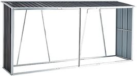 CuisinSmart 129.9" Firewood Sheds, Firewood Rack, Log Holder with Roof, Galvanized Steel Log Storage, Firewood Stand for Outdoor Backyard Garden Patio Porch Dark Gray One Size