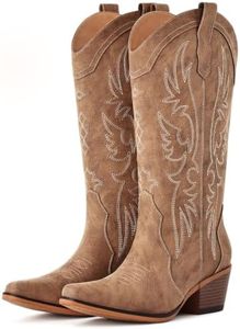 Eyriphy Cowboy Boots for Women, Western Cowgirl Boots Mid Calf Snip Toe