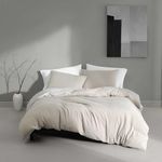 Calvin Klein - Queen Duvet Cover Set, Reversible Tencel Bedding with Matching Shams, Modern Home Decor (Flax Beige, Queen)