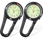 Pocket FOB Watches Luminous Face FOB Watch Clip-On Watch Paramedics Watch, Stainless Steel FOB Paramedic Watch 30M Waterproof Clip-on Quartz Watch Nurse Watch, Doctors & Climbing Sport (Black, 2PCS)