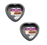 Set Of 2 Heart Shaped Cake Tins Valentines Non Stick Carbon Steel Bake Pan Also Ideal For Cheesecake & Loafs