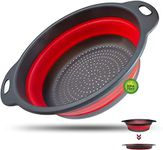 WALFOS Extra Large Collapsible Colander, 34CM Big Size Silicone Folding Strainer, Space-Saving Kitchen Strainers, BPA Free ＆ Dishwasher Safe, for Pasta, Vegetables, Fruits