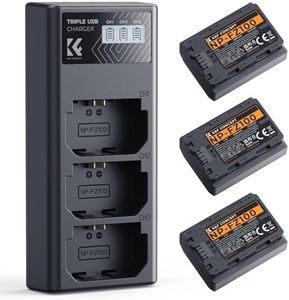 K&F Concept NP-FZ100 Battery and Three Slot Charger, 3-Pack Replacement Battery for Sony A7iii, A7iv, A7C, FX3, FX30, A9, A6600, A6700, ZV-E1, ZV-E10ii, Alpha 9, A9S, A7R III, A7R IV, A7R V, 2280mAh