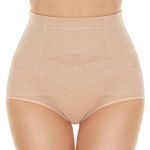 SIMIYA Women Tummy Control Knickers High Waisted Shapewear Slimming Underwear Comfort Body Shaper (L) Beige