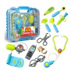 Durable Kids Doctor Kit with Electronic Stethoscope and 12 Medical Doctors Equipment, Packed in a St